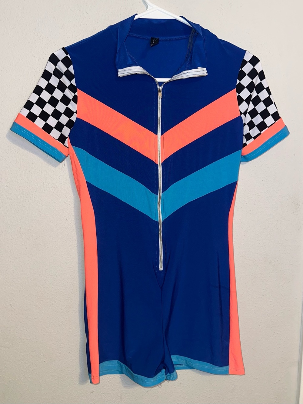 Blue Romper Checkered Print